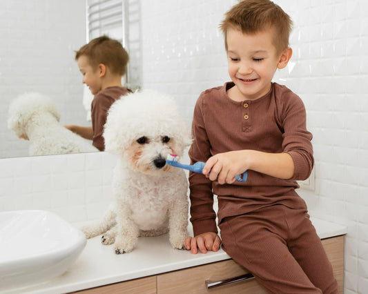 Boy-helping-his-dog-to-wash-his-teeth 