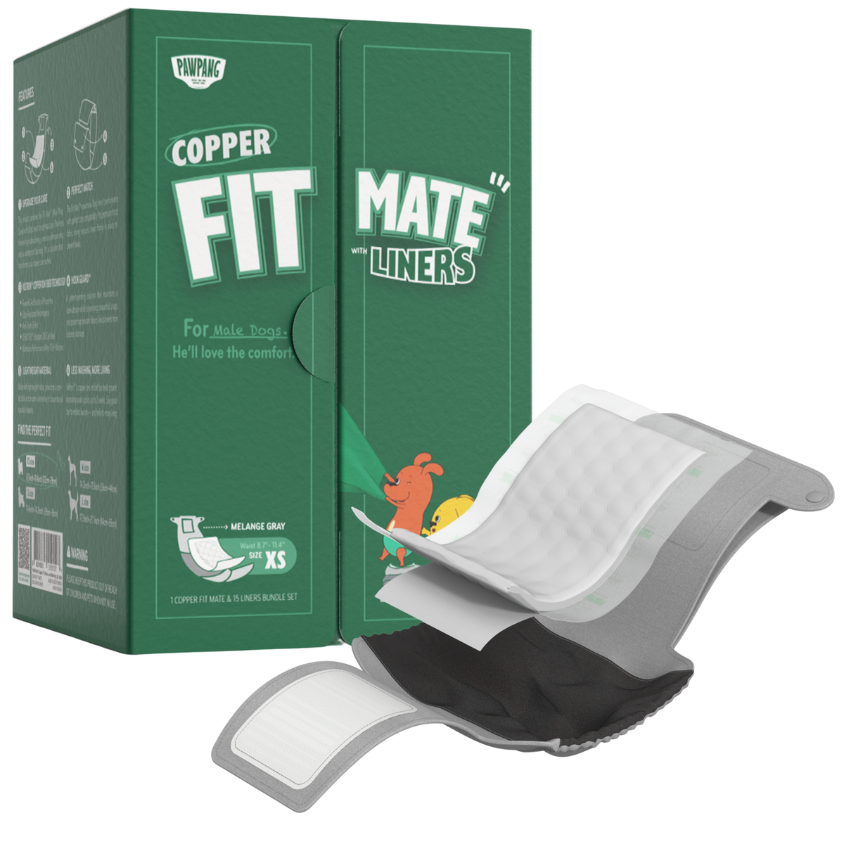PAWPANG Copper Fit Mate | Reusable Belly Band for Male Dogs
