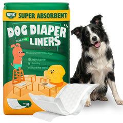 PAWPANG Medium dog diaper liners Standard Pack of 100 with a Border Collie