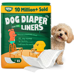 PAWPANG X-Small dog diaper liners Standard Pack of 100 with a small dog